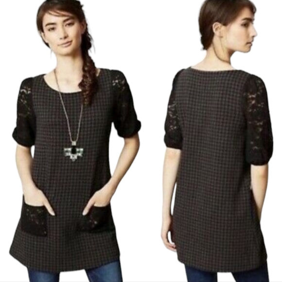 Anthropologie Houndstooth Lace Tunic Dress size M - Picture 11 of 11